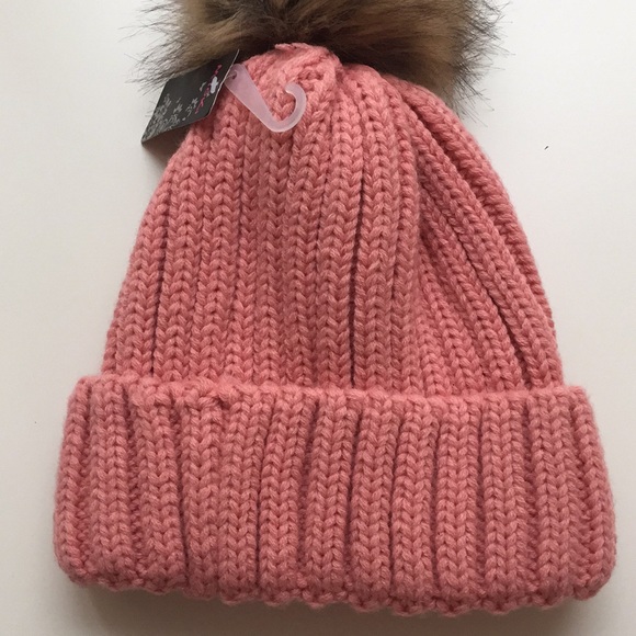 NWT Pink Toque - Faux Fur Pom Pom (imperfect) - Picture 11 of 14